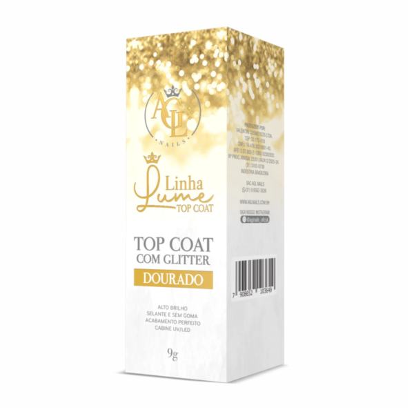 Top Coat com Glitter Dourado AGL 9g