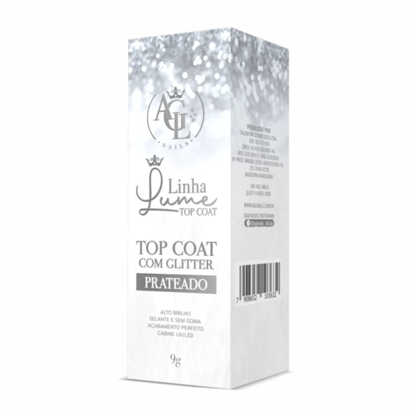 Top Coat com Glitter Prateado AGL 9g