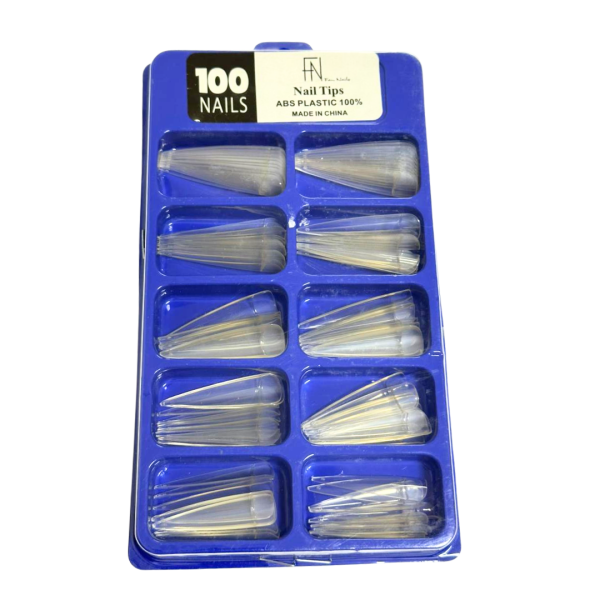 Unha Postiça Realista Vamp Transparente Extra Longa Fan Nails 100 pçs