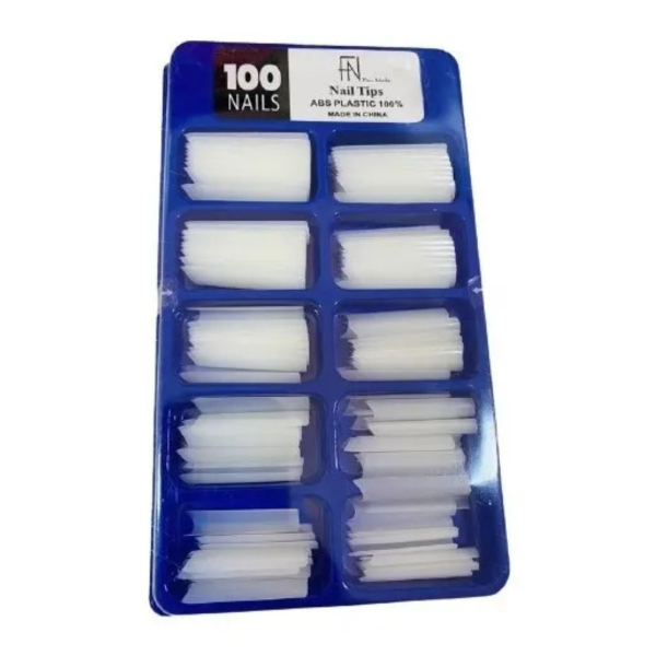 Tips Curvatura C Alongada Leitosa Fan Nails 100un