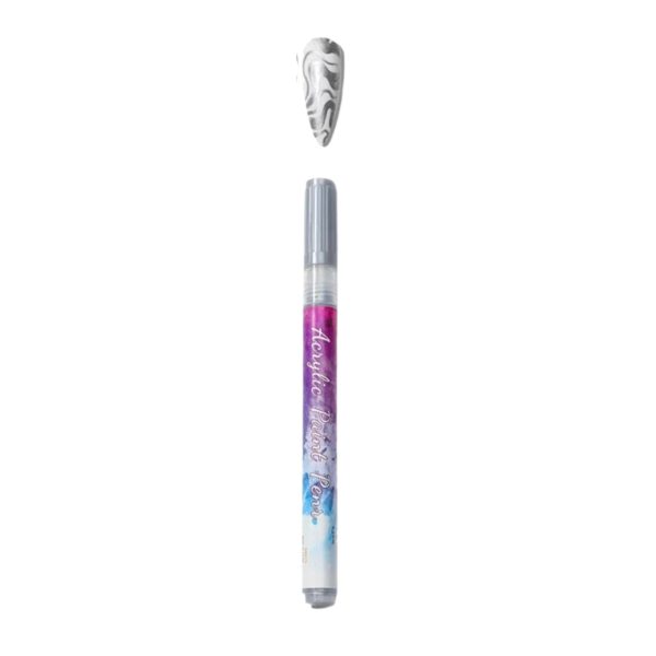 Canetinha Pop Fan 0.7mm Para Nail Art Caneta Paint Acrílica Fan Nails - Prata