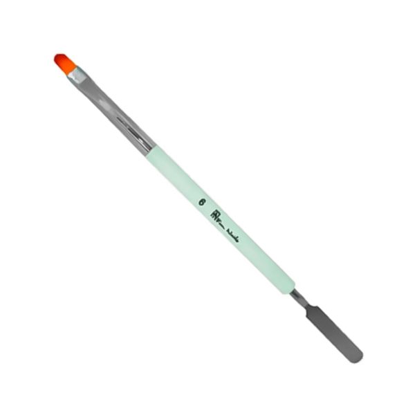 Pincel Língua de Gato Com Espátula Para Polygel Nº6 Fan Nails Verde