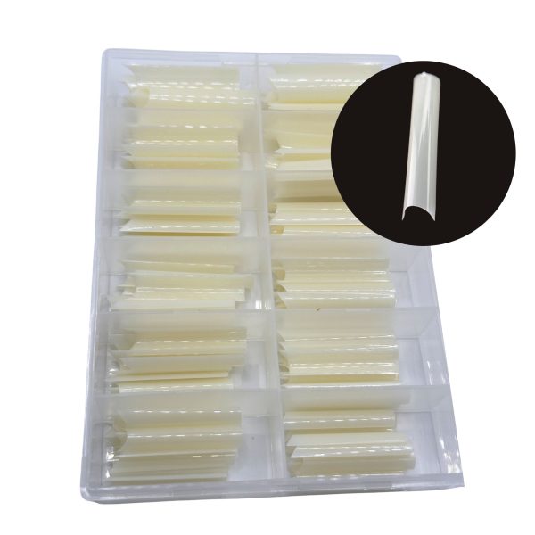 Tips Longa Curvatura C Bailarina Leitosa Fan Nails 100pcs
