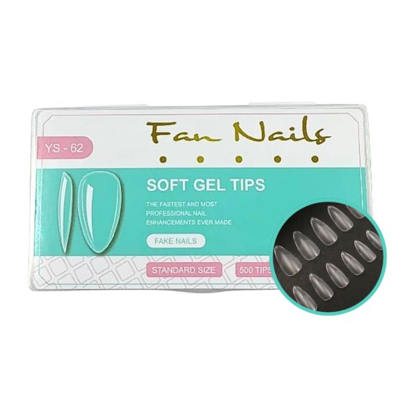 Soft Gel Amendoada Fan Nails Caixa 500 Peças 10 Tamanhos