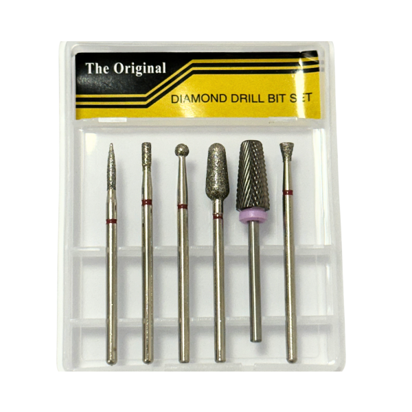 Kit 6 Brocas Para Alongamento Diamantada e Tungstênio - Gramatura Roxa e Vermelha