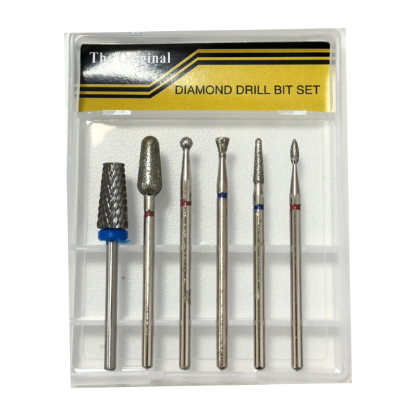 Kit 6 Brocas Para Alongamento Diamantada e Tungstênio - Gramatura Azul e Vermelha