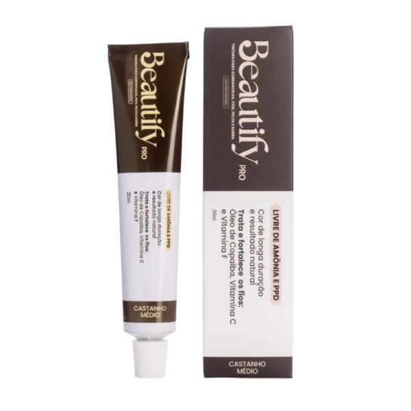 Tintura Para Pelos e Fios Beautify Pro Cor Castanho Médio 20ml