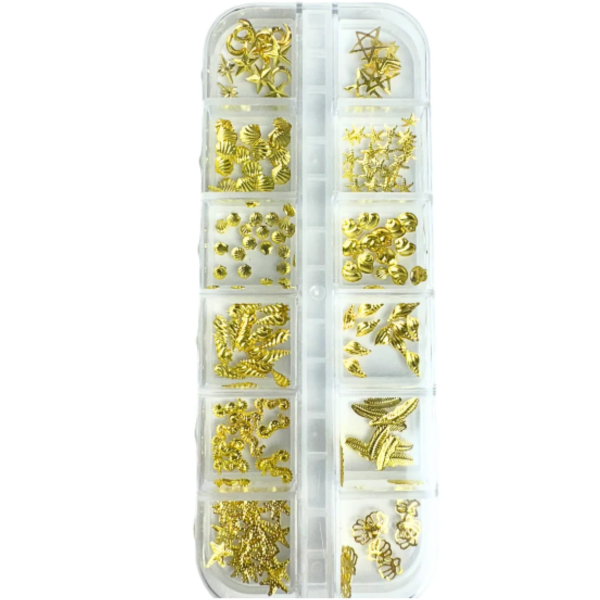 Kit Decoração Fundo do Mar Fan Nails Dourada