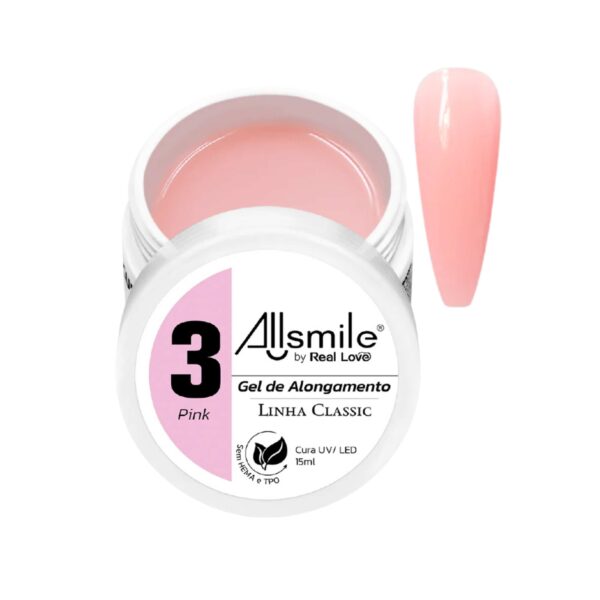 Gel para Alongamento Linha Classic All Smile by Real Love 3 Pink 15ml
