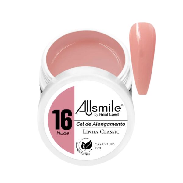 Gel para Alongamento Linha Classic All Smile by Real Love 16 Nude 15ml