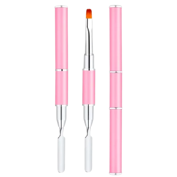 Pincel 2X1 Língua De Gato E Espátula Rosa