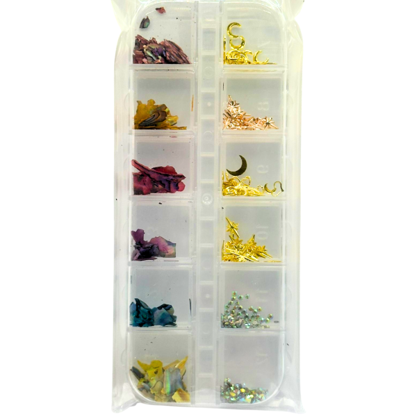 Kit Decoração Estrela e Coração Com Madre Perola Fan Nails