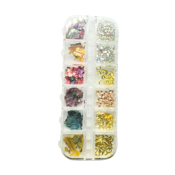 Kit Decoração Lua e Estrela Com Madre Perola Fan Nails