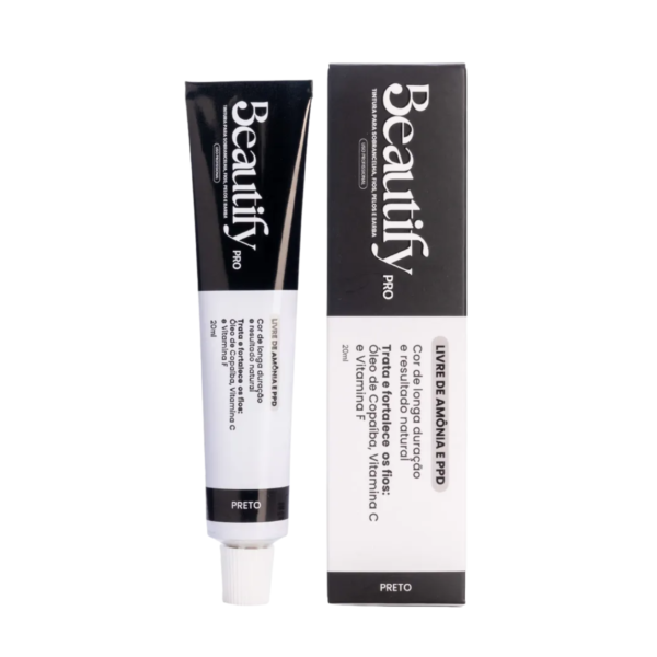 Tintura Para Pelos e Fios Beautify Pro Cor Preto 20ml