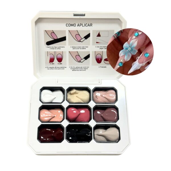 Kit 9 Cores Gel Paint Para Nail Art Dafu - Nude Elegância