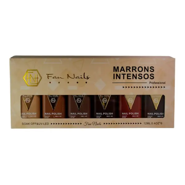 Kit de Esmalte em Gel Fan Nails Marrons Intensos