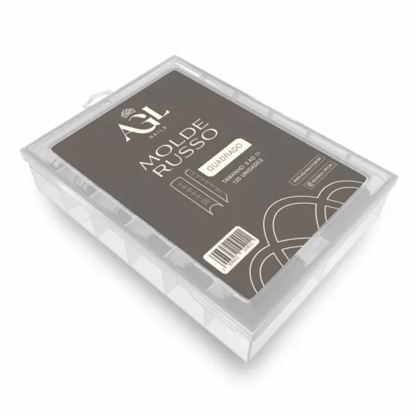 Molde Russo Quadrado AGL Nails - Tamanho 0 ao 11 (120 Unidades) | Gel, Acrílico e Polygel