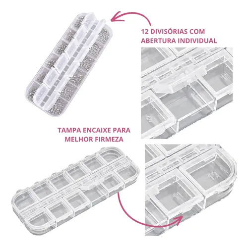 Caixa Organizadora Transparente com 12 Compartimentos e Tampa