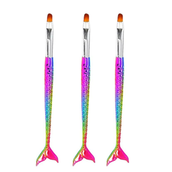 Kit Pincel Língua de Gato com Cabo Calda de Sereia 3 Unidades