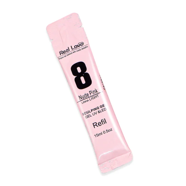 Refil Sache Gel de Modelagem para Unhas Sculping Gel Linha Light 15ml - Real Love 8 Nude Pink