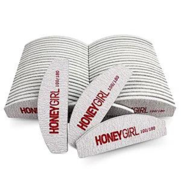 Lixa Mini Boomerangue Honey Girl 100/180 Vermelha Pacote 50 Lixas