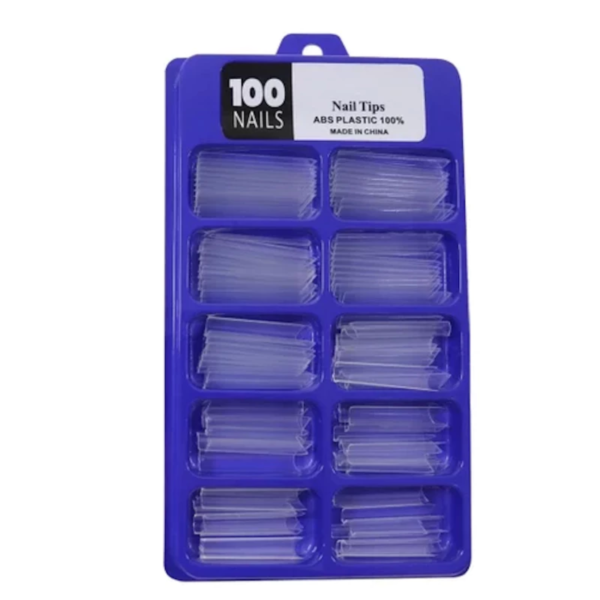 Tips Curvatura C Alongada Transparente Fan Nails 100un