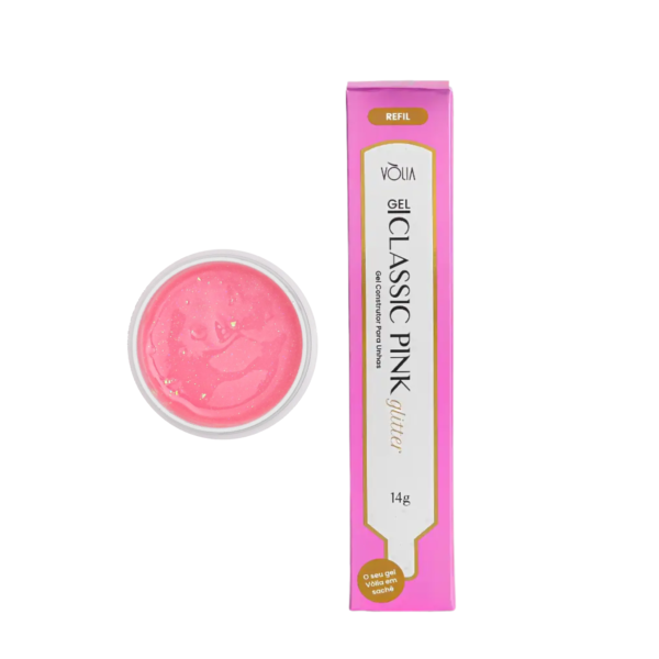 Refil em Gel Vòlia 14g Classic Pink Glitter