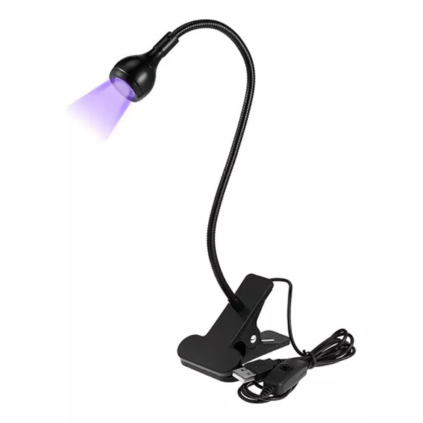 Luminária LED/UV Clip ON Preta p/ Pré Secagem
