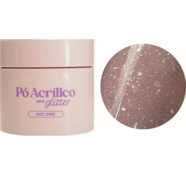 Pó Acrilico com Glitter Nude Shine Volia 20g
