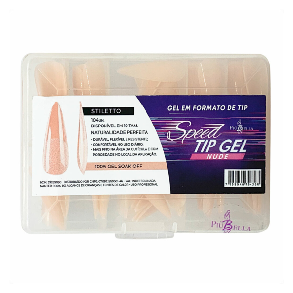 Speed Tip Gel Stiletto Nude 10 tamanhos 104un Più Bella