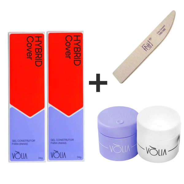 Kit 2 Refil em Gel Hybrid Cover Vòlia 34g – GANHE 1 LIXA FACA FAN NAILS E 1 POTE ECO