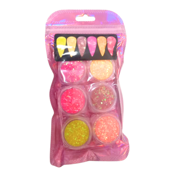 Kit Decoração Glitter para Nail Art 6un